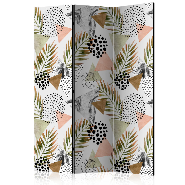 Room Separator Tropical Geometry (3-piece) - composition with plant motif 124249