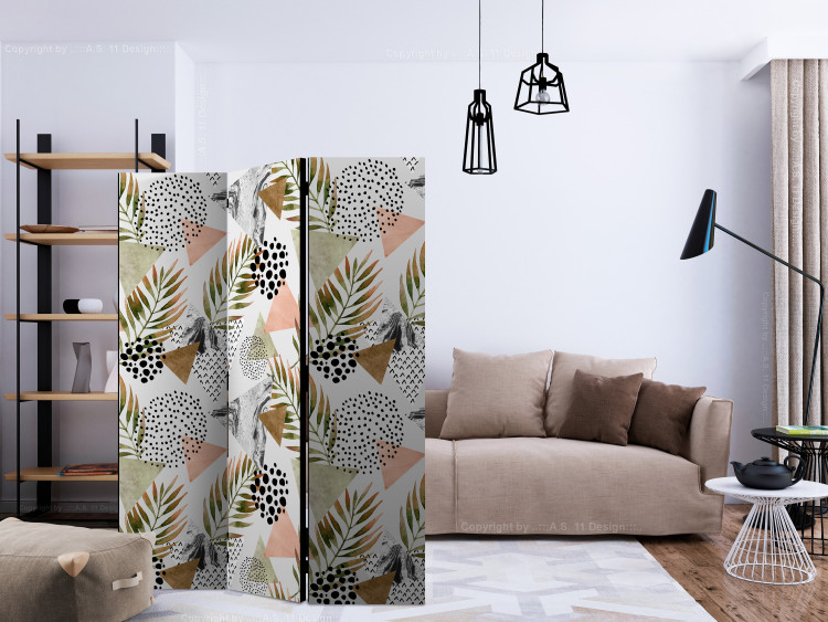 Room Separator Tropical Geometry (3-piece) - composition with plant motif 124249 additionalImage 4