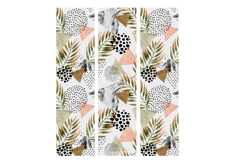 Room Separator Tropical Geometry (3-piece) - composition with plant motif 124249 additionalImage 3