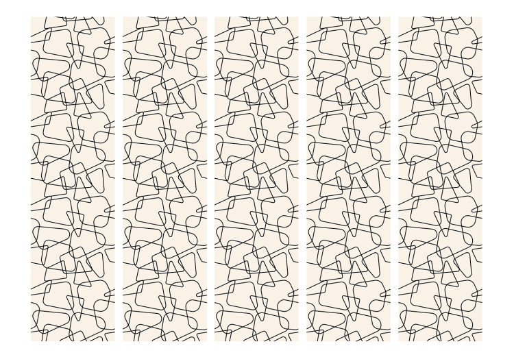 Room Divider Rounded Geometry II (5-piece) - irregular dark pattern 124349 additionalImage 3