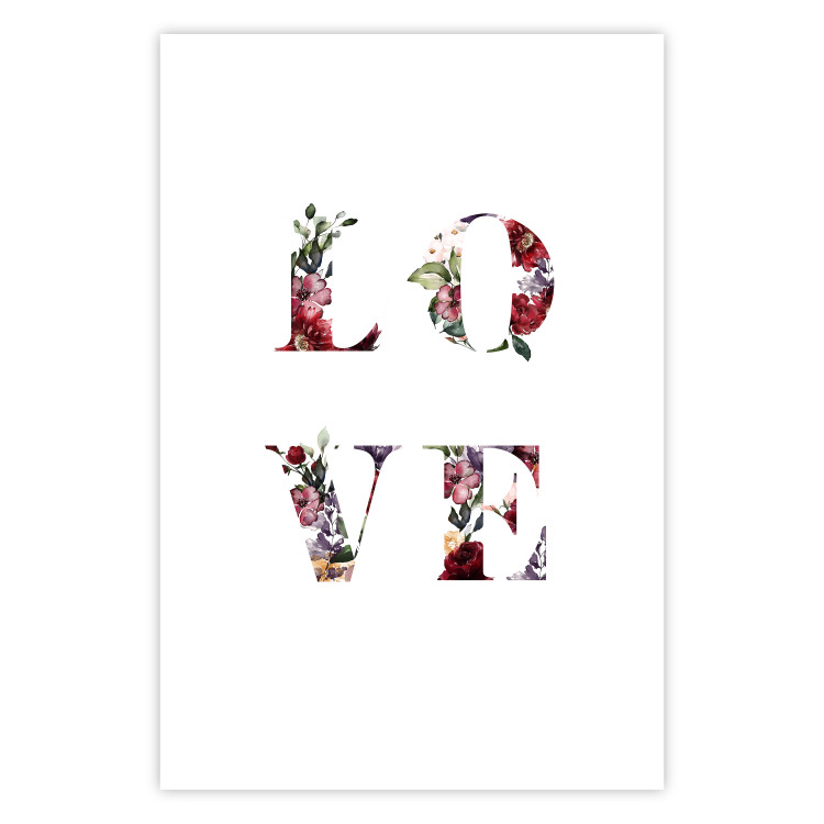 Wall Poster Love in Flowers - text with colorful flowers in English inscription 124449 additionalImage 19