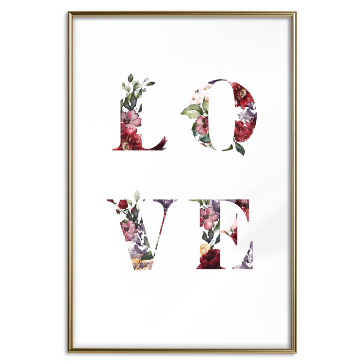 Wall Poster Love in Flowers - text with colorful flowers in English inscription 124449 additionalImage 20
