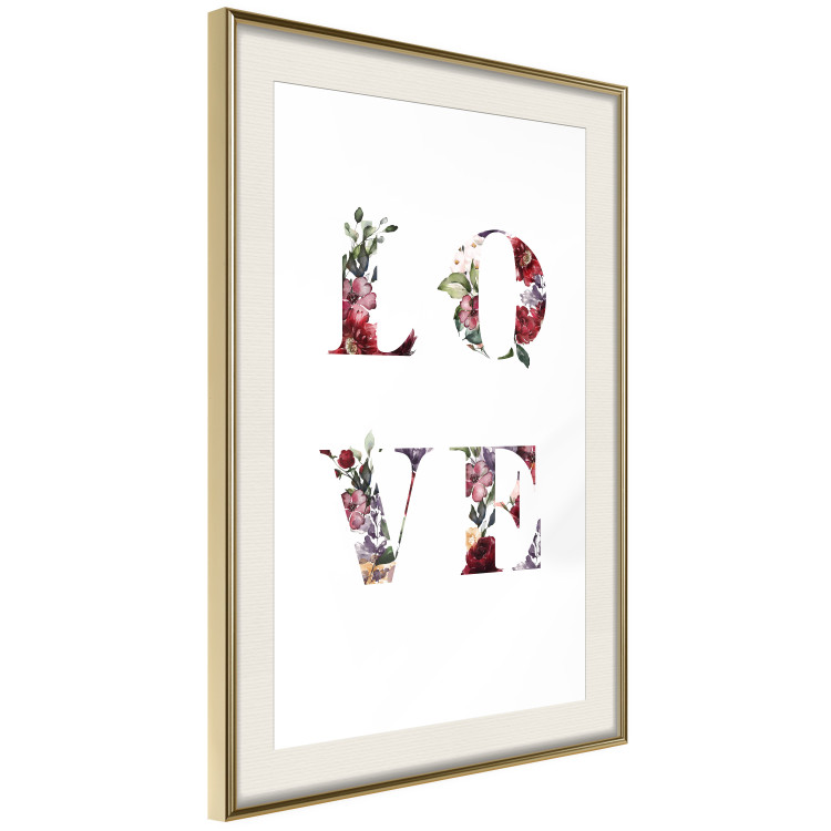 Wall Poster Love in Flowers - text with colorful flowers in English inscription 124449 additionalImage 2
