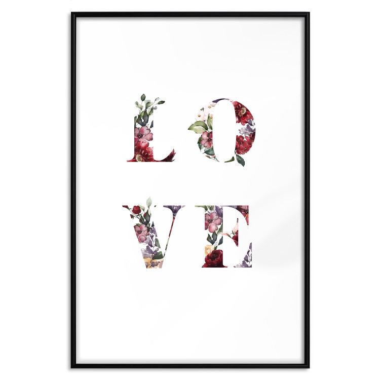 Wall Poster Love in Flowers - text with colorful flowers in English inscription 124449 additionalImage 15