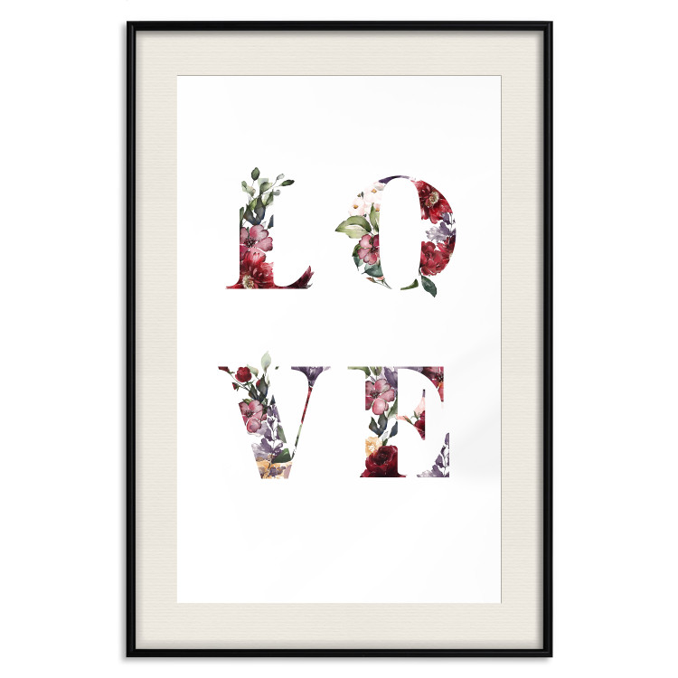 Wall Poster Love in Flowers - text with colorful flowers in English inscription 124449 additionalImage 18