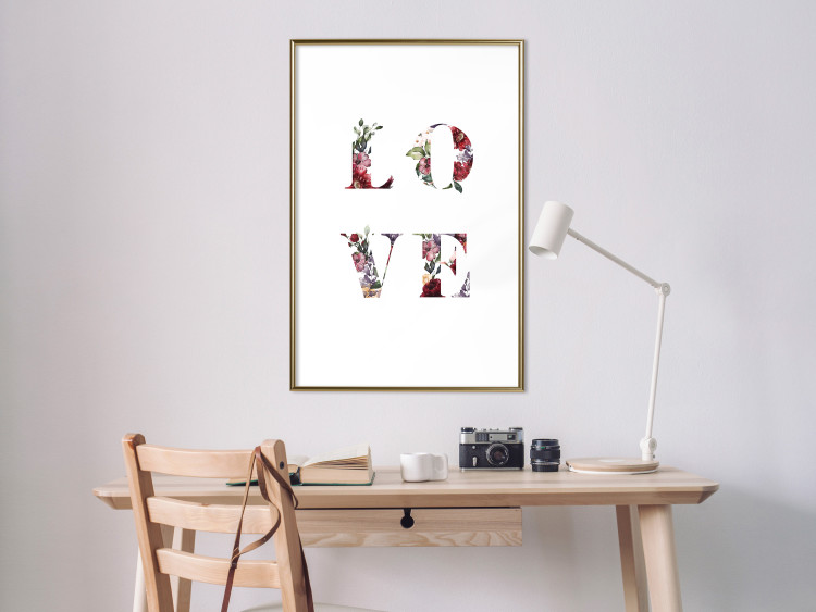 Wall Poster Love in Flowers - text with colorful flowers in English inscription 124449 additionalImage 13