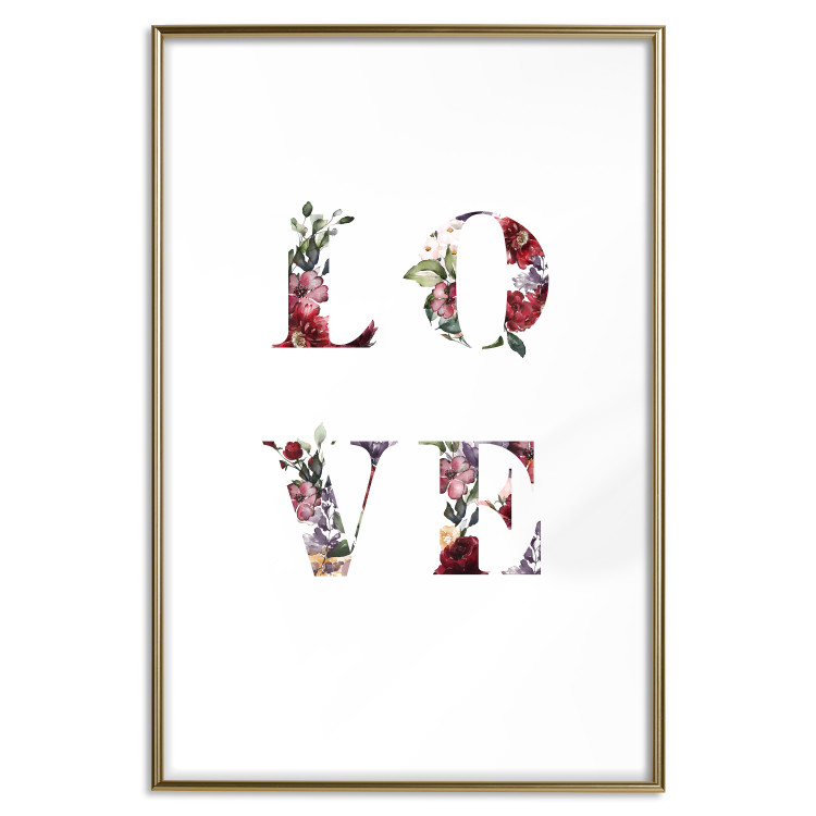 Wall Poster Love in Flowers - text with colorful flowers in English inscription 124449 additionalImage 16