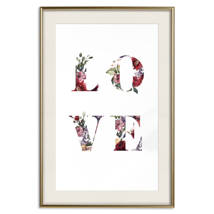 Wall Poster Love in Flowers - text with colorful flowers in English inscription 124449 additionalImage 19