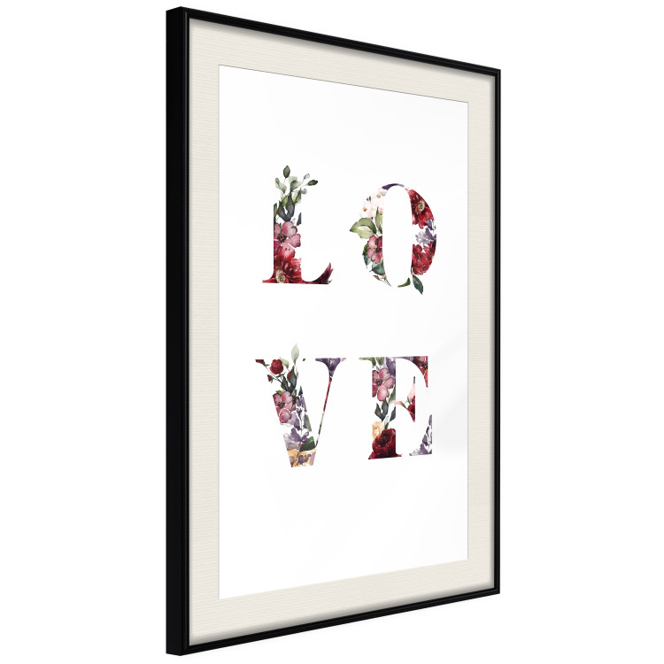 Wall Poster Love in Flowers - text with colorful flowers in English inscription 124449 additionalImage 3