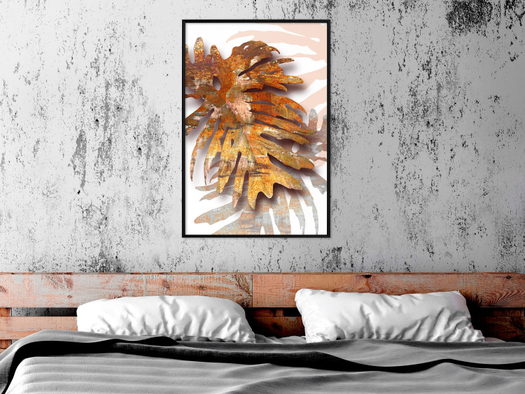 Wall Poster Autumn Memories - autumn leaf with a brown metallic texture 125449 additionalImage 3