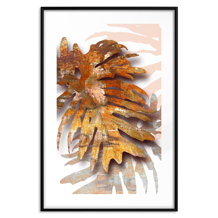 Wall Poster Autumn Memories - autumn leaf with a brown metallic texture 125449 additionalImage 19