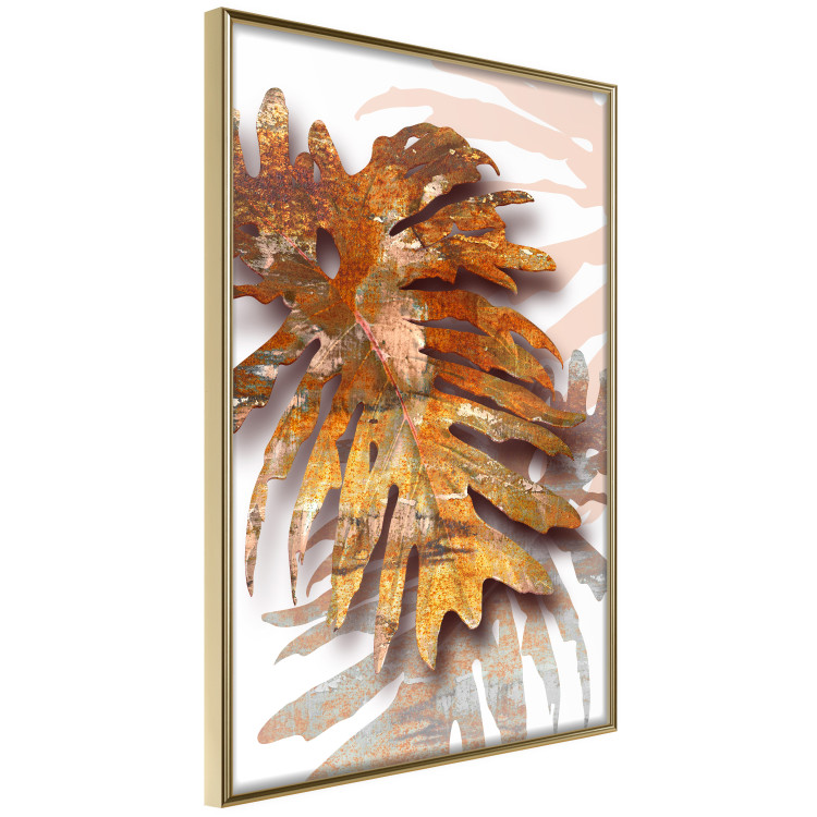 Wall Poster Autumn Memories - autumn leaf with a brown metallic texture 125449 additionalImage 12