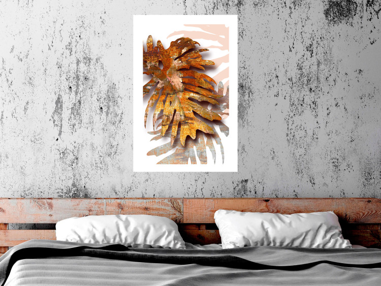 Wall Poster Autumn Memories - autumn leaf with a brown metallic texture 125449 additionalImage 4