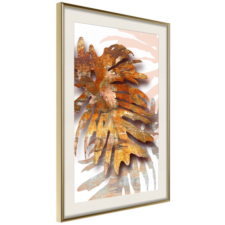 Wall Poster Autumn Memories - autumn leaf with a brown metallic texture 125449 additionalImage 2