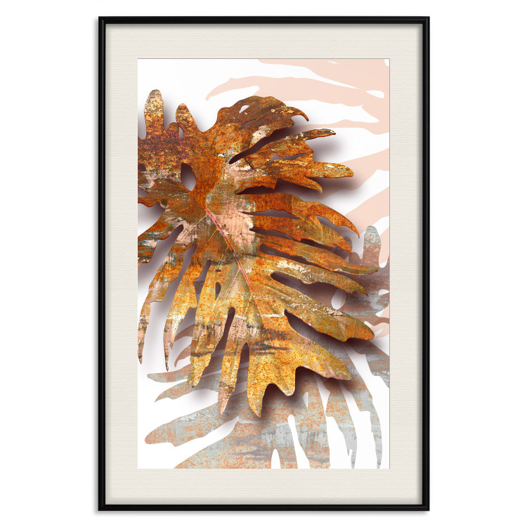 Wall Poster Autumn Memories - autumn leaf with a brown metallic texture 125449 additionalImage 23