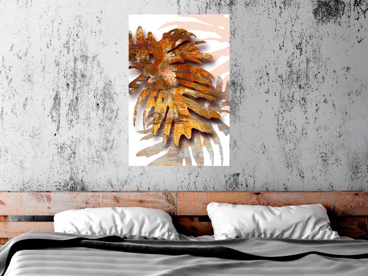 Wall Poster Autumn Memories - autumn leaf with a brown metallic texture 125449 additionalImage 14
