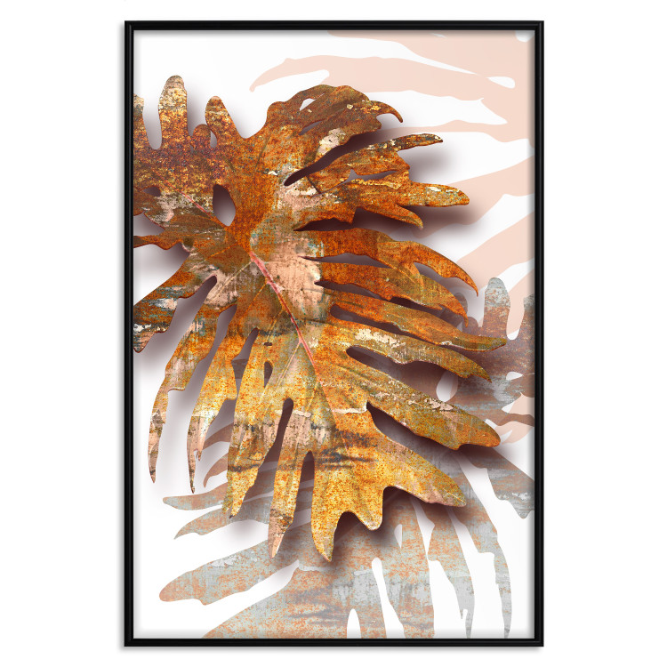 Wall Poster Autumn Memories - autumn leaf with a brown metallic texture 125449 additionalImage 17