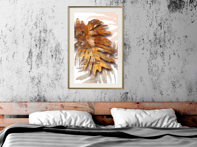 Wall Poster Autumn Memories - autumn leaf with a brown metallic texture 125449 additionalImage 21