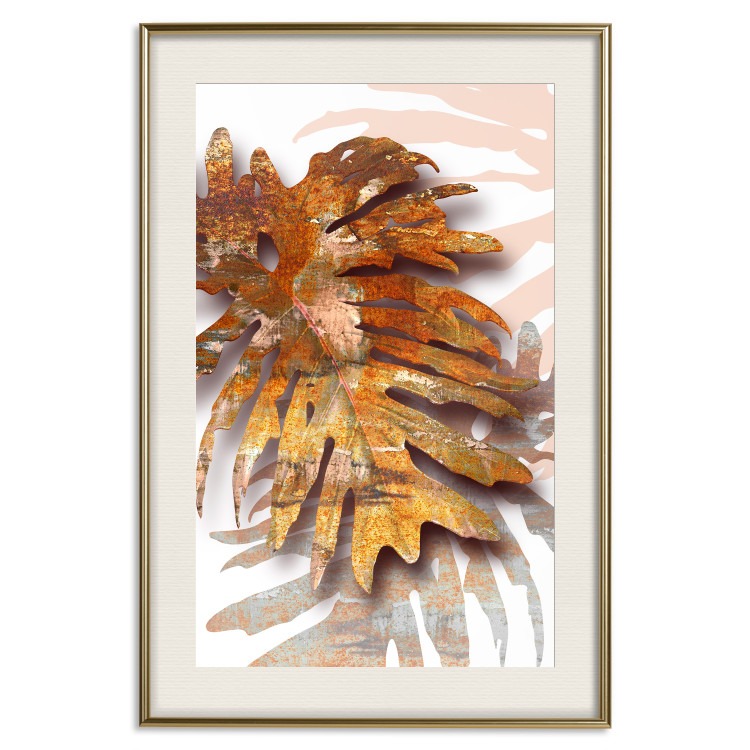 Wall Poster Autumn Memories - autumn leaf with a brown metallic texture 125449 additionalImage 24