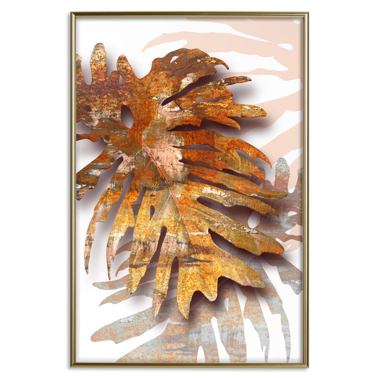 Wall Poster Autumn Memories - autumn leaf with a brown metallic texture 125449 additionalImage 18