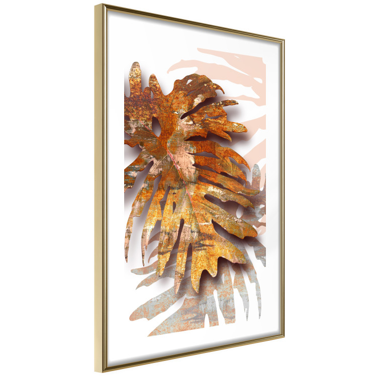 Wall Poster Autumn Memories - autumn leaf with a brown metallic texture 125449 additionalImage 6