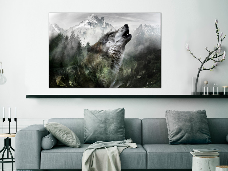 Canvas Print Howling Wolf (1 Part) Wide 125949 additionalImage 3