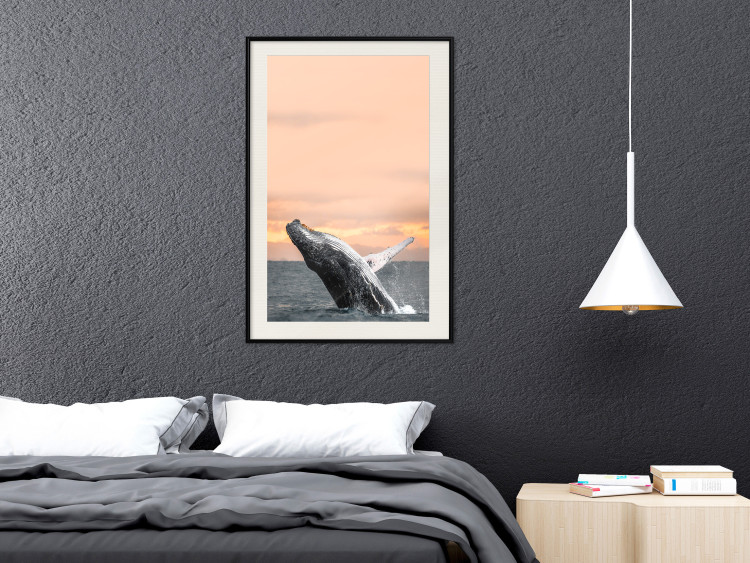 Poster Dance at Dawn - seascape of dolphins in the sea against a rising sun 126249 additionalImage 24