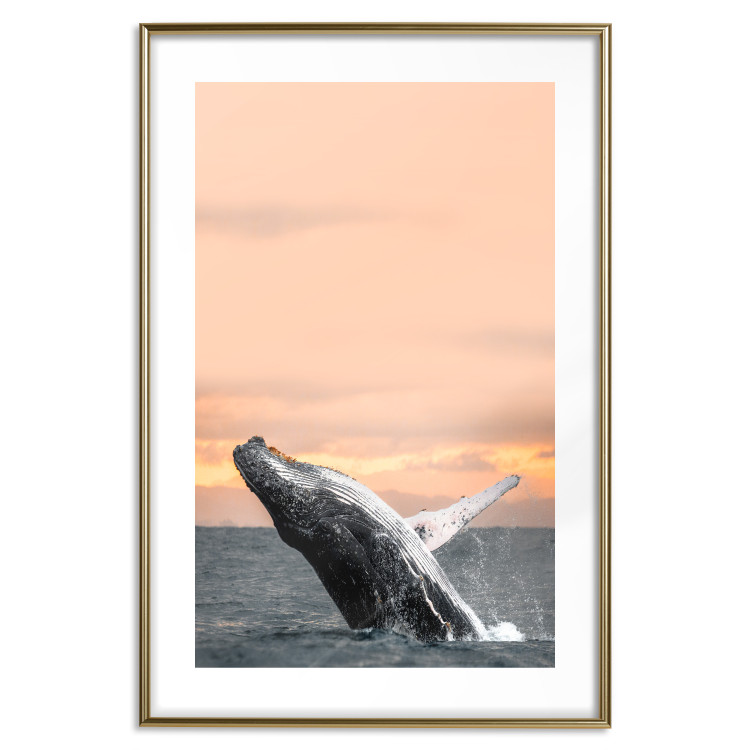 Poster Dance at Dawn - seascape of dolphins in the sea against a rising sun 126249 additionalImage 16