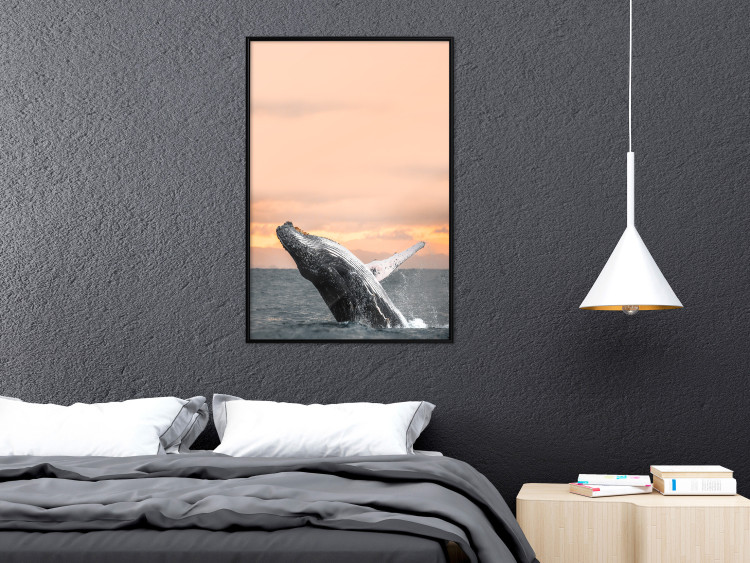 Poster Dance at Dawn - seascape of dolphins in the sea against a rising sun 126249 additionalImage 4