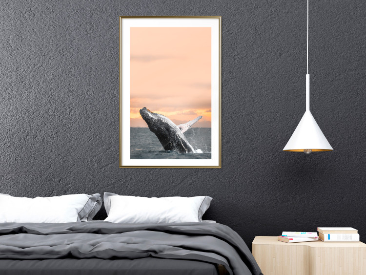 Poster Dance at Dawn - seascape of dolphins in the sea against a rising sun 126249 additionalImage 13