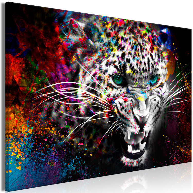 Canvas Hunter (1-part) vertical - abstract colorful wild animal 128349 additionalImage 2