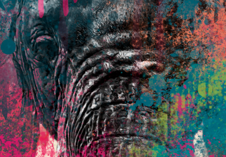 Canvas Art Print Elephant's Trunk (1-part) vertical - futuristic multicolored elephant 128849 additionalImage 5