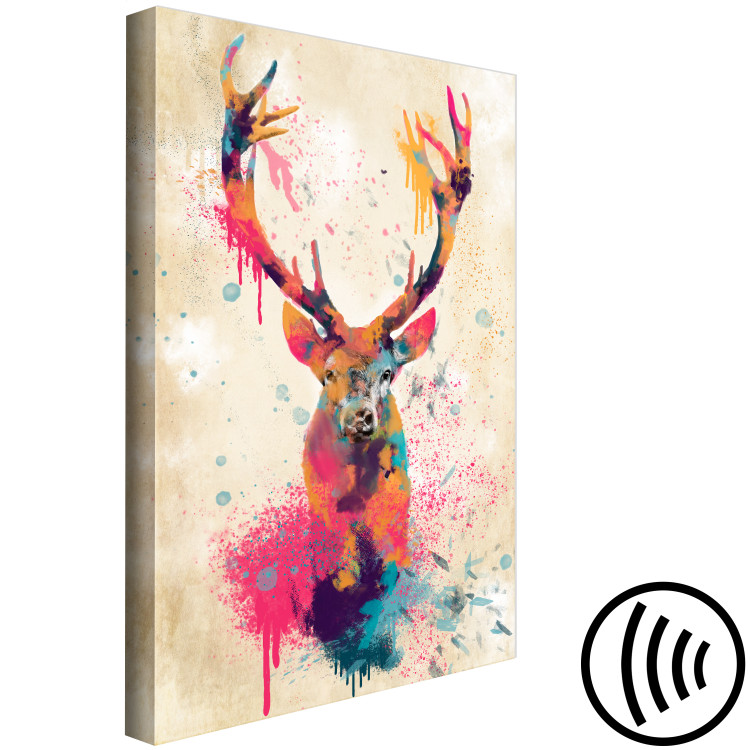 Canvas Print Watercolor Deer (1-part) vertical - abstract colorful animal 128949 additionalImage 6