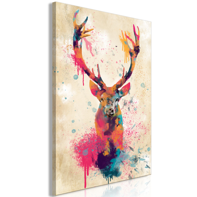 Canvas Print Watercolor Deer (1-part) vertical - abstract colorful animal 128949 additionalImage 2