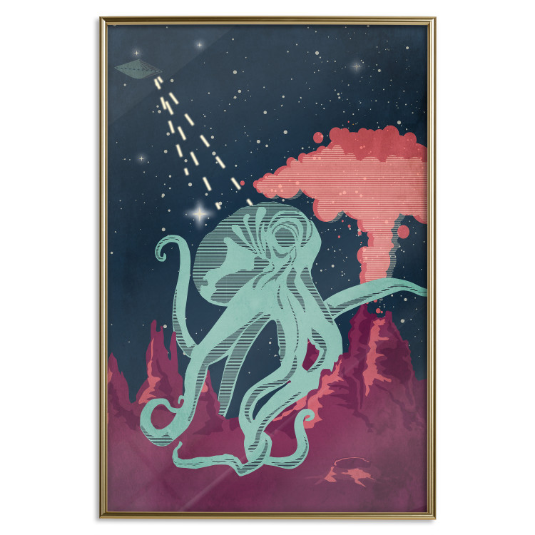 Wall Poster Cosmic Octopus - abstraction with a marine animal against a starry background 129149 additionalImage 25