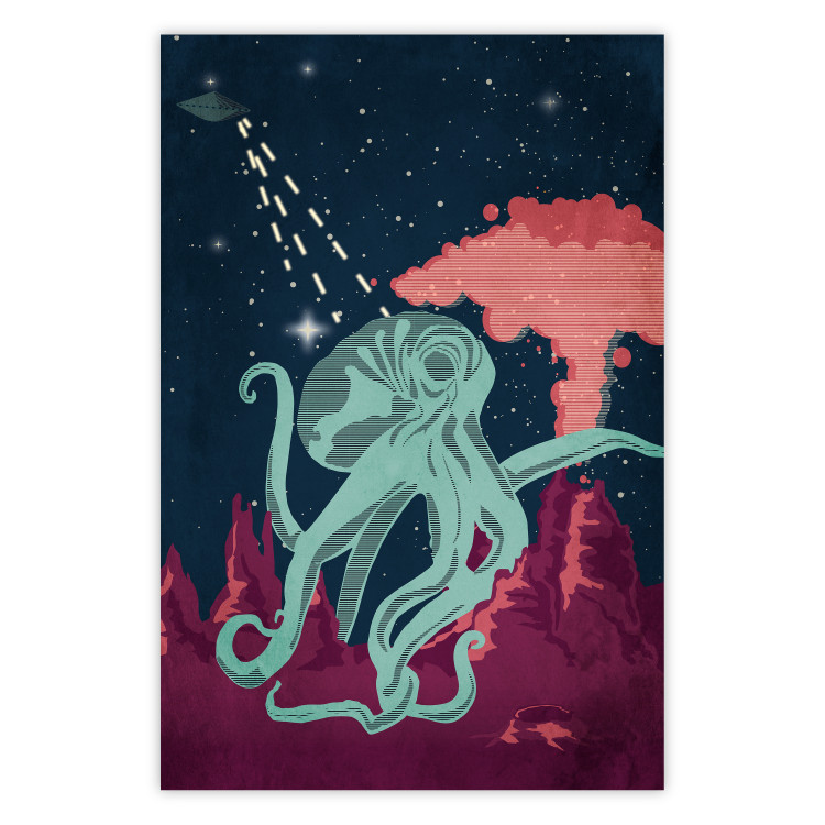 Wall Poster Cosmic Octopus - abstraction with a marine animal against a starry background 129149