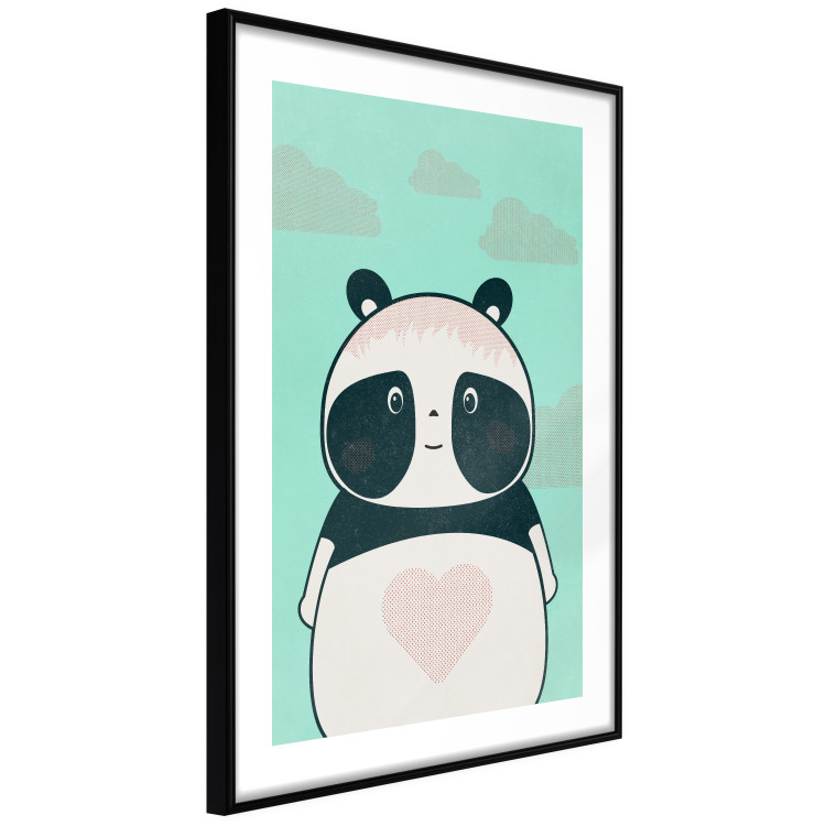 Poster Caring Panda - cute panda with a heart on light blue background 129549 additionalImage 6