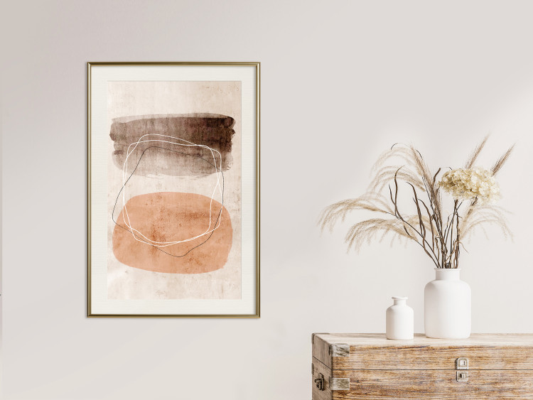 Wall Poster Vibrating Figures - abstract line art and figures on a beige texture 131849 additionalImage 22