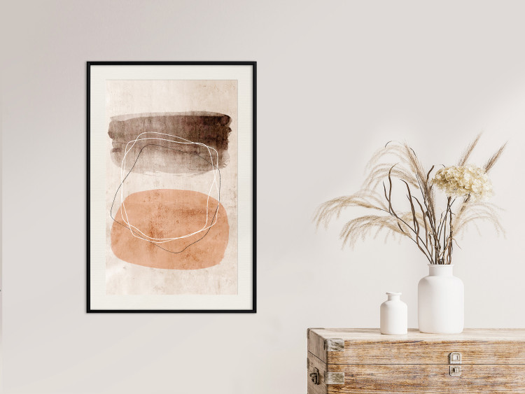 Wall Poster Vibrating Figures - abstract line art and figures on a beige texture 131849 additionalImage 24