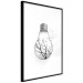 Poster Winter Birds - black and white light bulb with tree and birds on a white background 131949 additionalThumb 8
