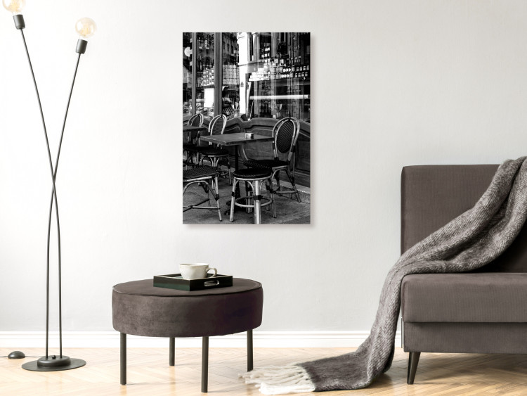 Canvas A cafe in Paris - a black and white photograph of French capital 132249 additionalImage 3