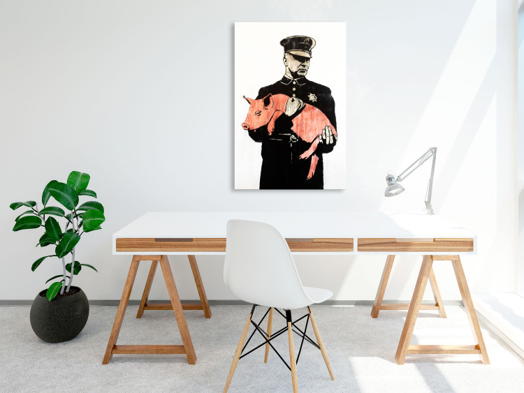 Canvas Print Policeman with a pig - graphic inspired by Banksy's street art 132449 additionalImage 3