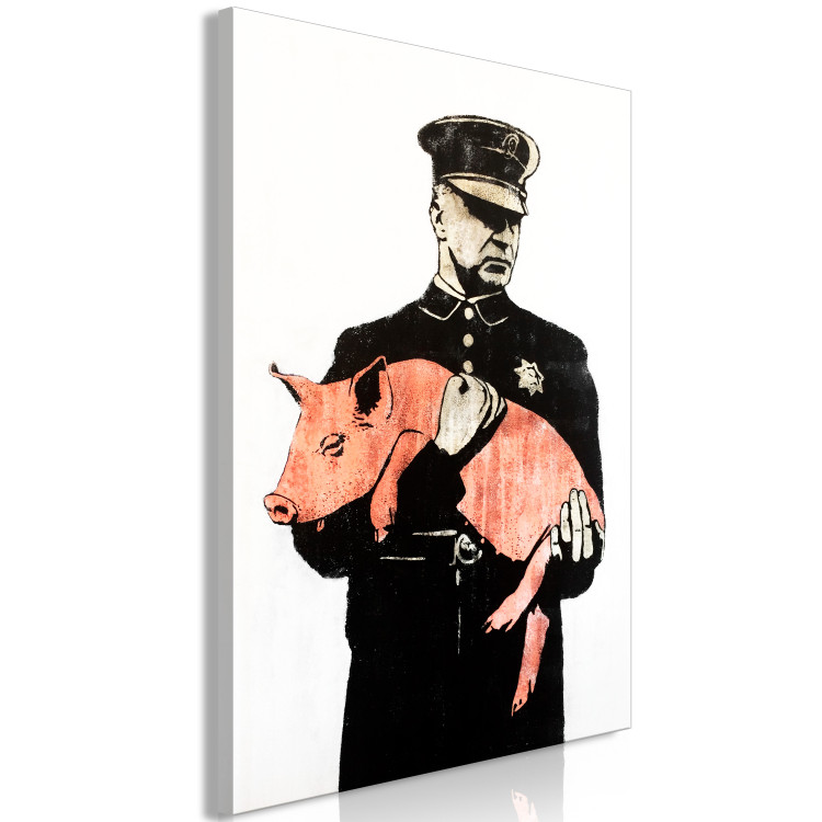 Canvas Print Policeman with a pig - graphic inspired by Banksy's street art 132449 additionalImage 2