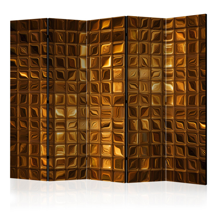 Room Separator Puzzle of Majesty II (5-piece) - shining background with golden mosaic 133549