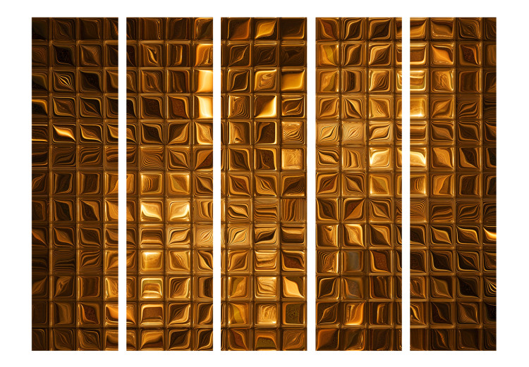 Room Separator Puzzle of Majesty II (5-piece) - shining background with golden mosaic 133549 additionalImage 3