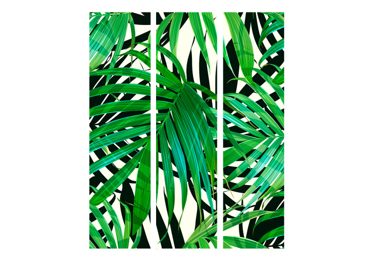 Room Divider Screen Tropical Leaves - composition of green palm leaves on a gray background 133849 additionalImage 3