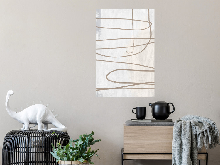 Wall Poster Brush Stroke - pattern of brown and swirling lines in abstract style 134349 additionalImage 4
