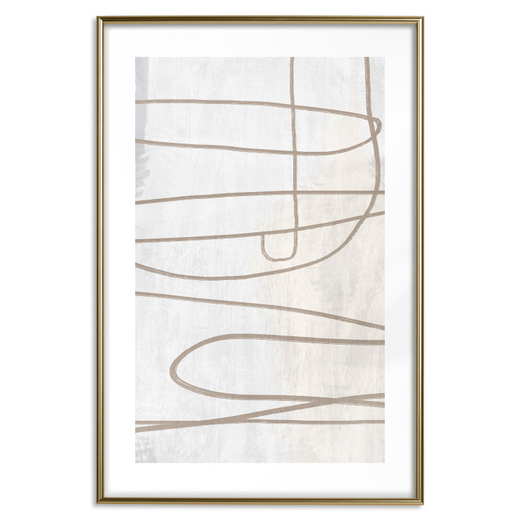 Wall Poster Brush Stroke - pattern of brown and swirling lines in abstract style 134349 additionalImage 26