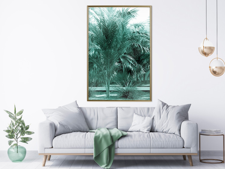 Poster Turquoise Lagoon - tropical palm landscape in turquoise contrast 134449 additionalImage 10