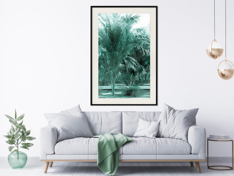 Poster Turquoise Lagoon - tropical palm landscape in turquoise contrast 134449 additionalImage 24